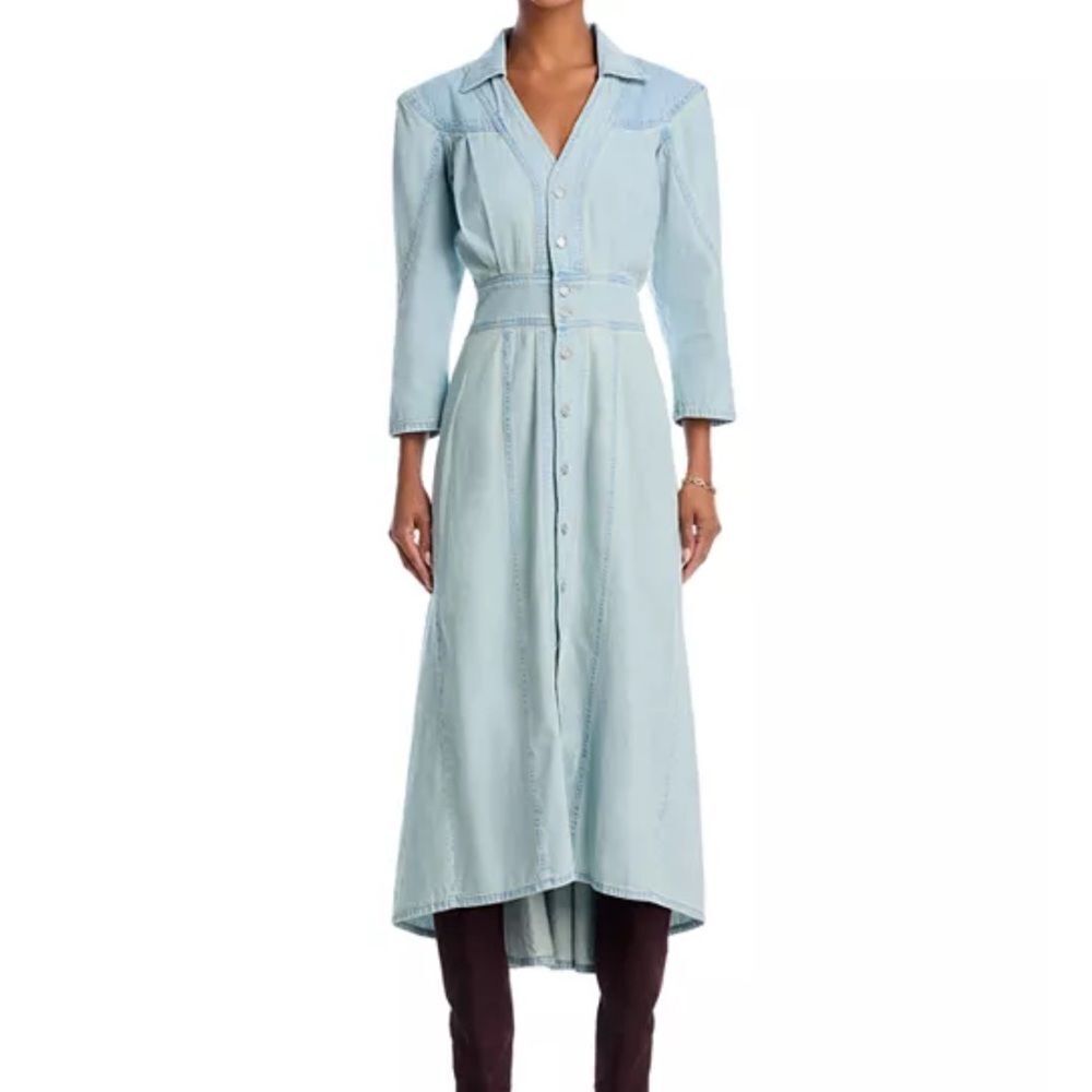 MOTHER High Low Denim The Rhapsody Buttondown Dress light blue size XS NWT